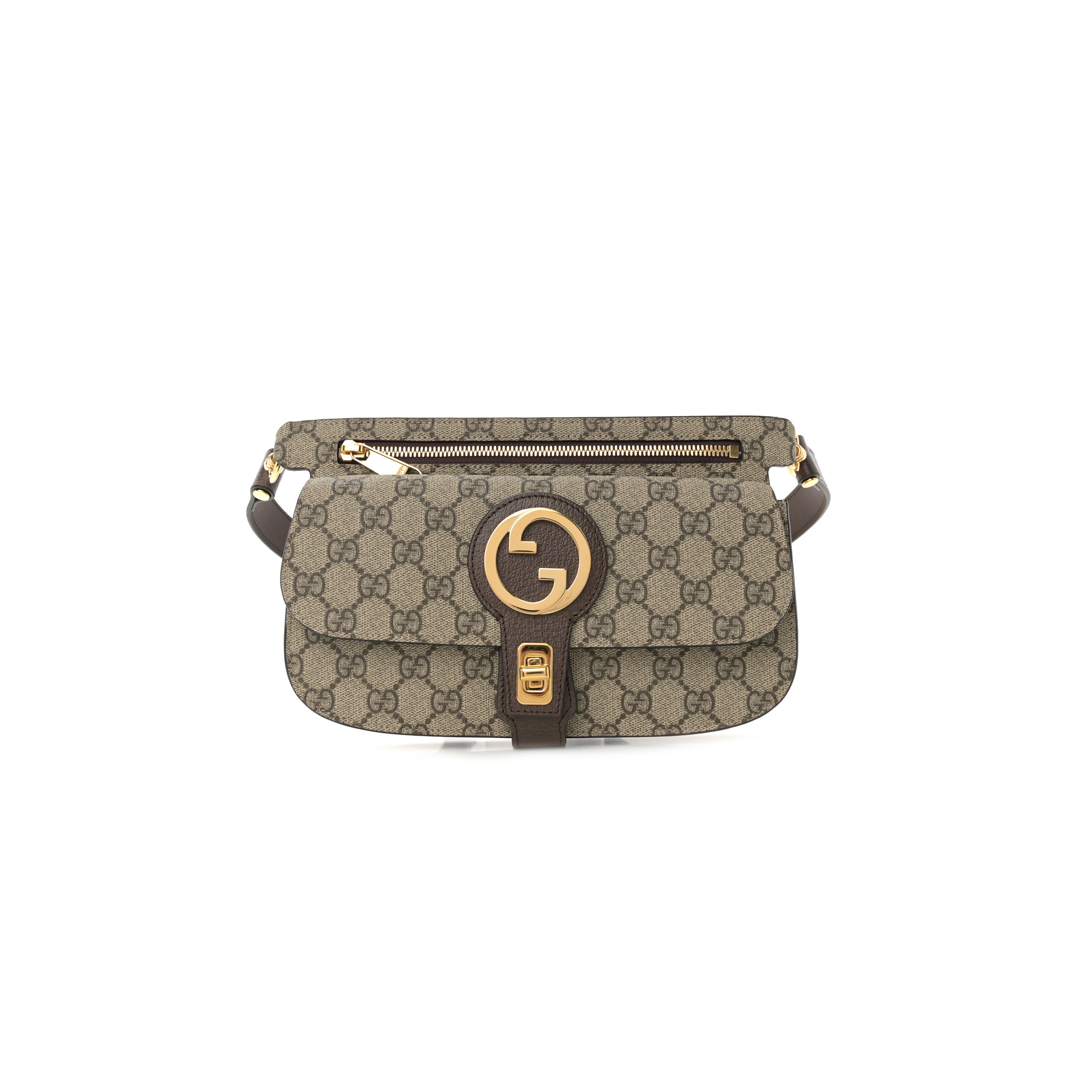 g*u*i gg S*p*e monogram textured dollar calfskin blondie belt bag beige ebony new acero 718154 (24*5*4cm)
